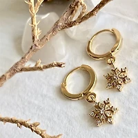 Norquay Snowflake Charm Earrings Gold