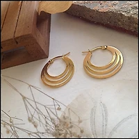 Zaha Triple Loop Hoop Gold Earrings