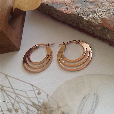 Zaha Triple Loop Hoop Earring In Rose Gold
