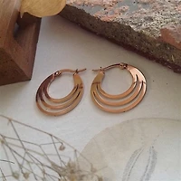 Zaha Triple Loop Hoop Earring In Rose Gold