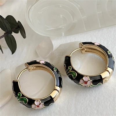 Alfonse Vintage Cloisonne Hoop