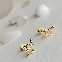 Grasslands Tiny Snake Stud Earrings Gold