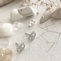 Iris Watching Eye Stud Earrings In Silver