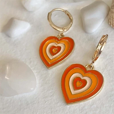 Groove Is In The Heart Enamel Heart Earrings