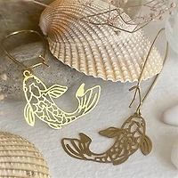 Koi Raw Brass Fish Drop Earrings