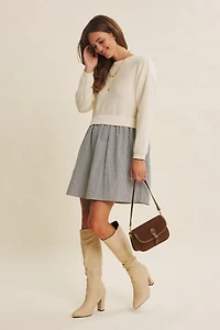 Easy Coffee Date Twofer Mini Sweater Dress