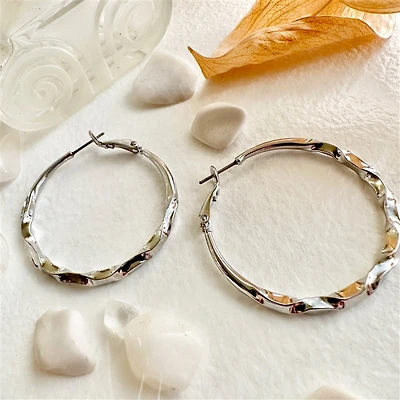 Halo 40MM Textured Hoop Earrings