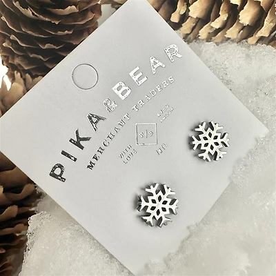 Snowflake Stud Earrings Silver