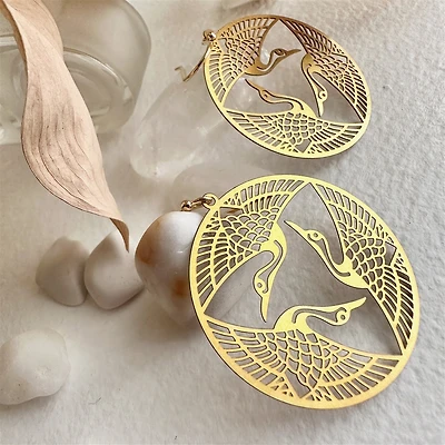 Sadako Raw Brass Crane Pattern