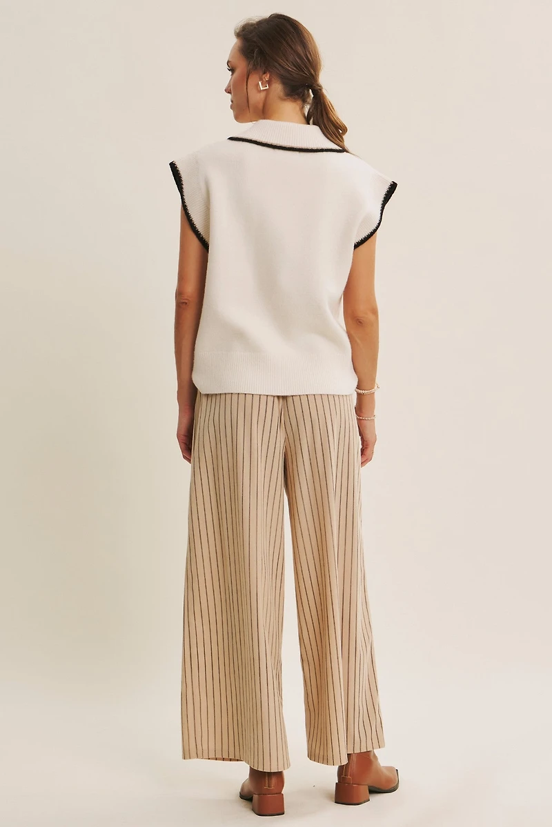 Endlessly Wearable Striped Corduroy Wide-leg