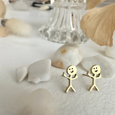 Disgruntled Citizen Stickman Earrings Gold