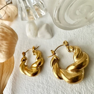 Torsade Twisted Hoop Earrings Gold