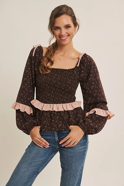 Wear-anywhere Floral Smocked Blouse