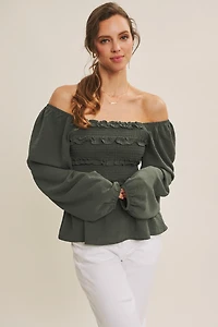 Convertible Smocked Babydoll Blouse