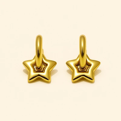 Centauri Star Charm Hugger Hoop Earrings