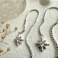 Morning Star Rhinestone Star Threader Earrings