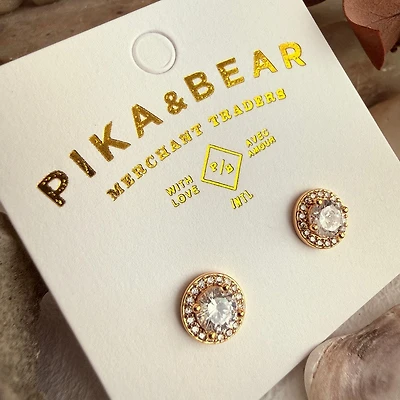Anya" Round Rhinestone Stud Earrings
