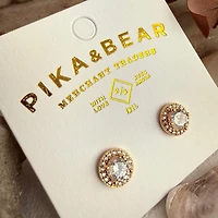 Anya" Round Rhinestone Stud Earrings
