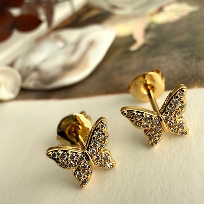 Esme" Mini Butterfly Stud Earrings