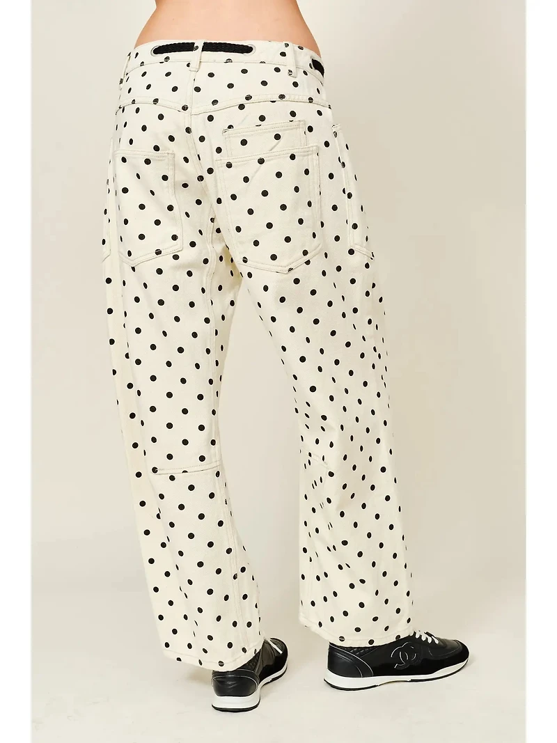 Dot Barrel Denim Pants