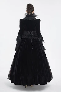 Velvet Cropped Jacket With Lace Trim