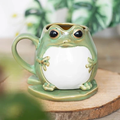 Frog Shaped Mug And Lily Pad Saucer