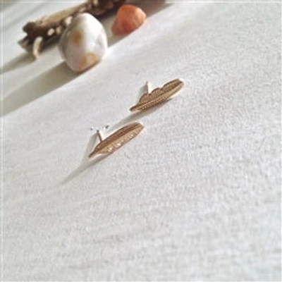 Mayweather Tiny Feather Studs Gold