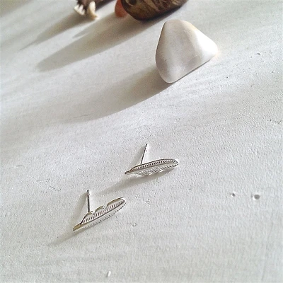 Mayweather Tiny Feather Studs Silver