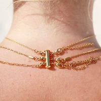 Stainless Steel 3 Row Layering Necklace Magnetic Clasp
