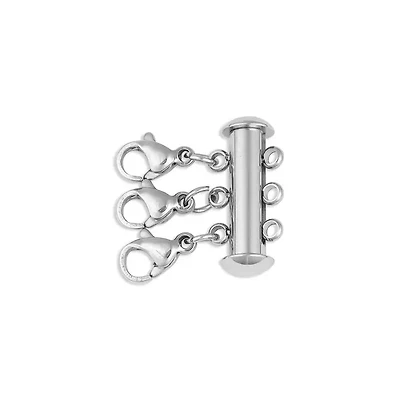 Stainless Steel 3 Row Layering Necklace Magnetic Clasp