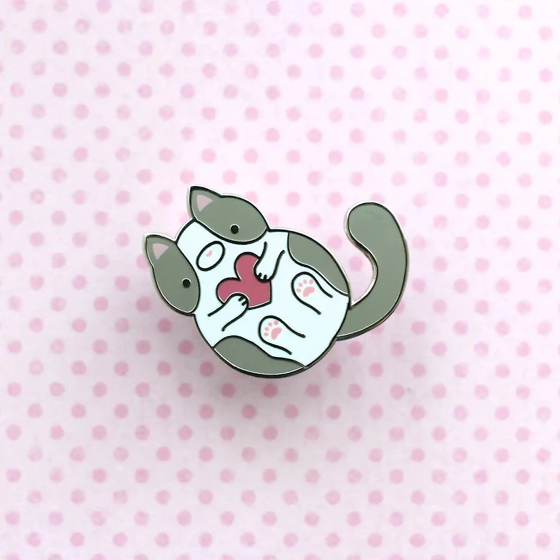 Grey And White Cat Enamel Pin