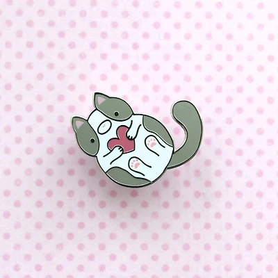 Grey And White Cat Enamel Pin