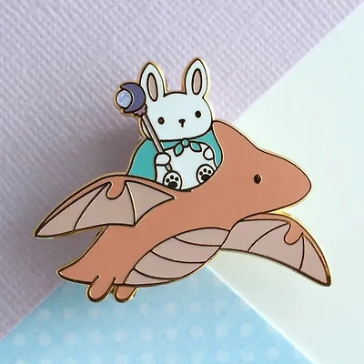 Bunny and Dragon Knight Enamel Pin