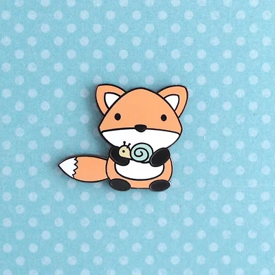 Fox And Snail Enamel Pin (Orange Variant)