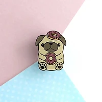 Donut Loving Pug Enamel Pin