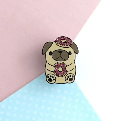 Donut Loving Pug Enamel Pin