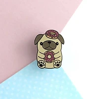 Donut Loving Pug Enamel Pin