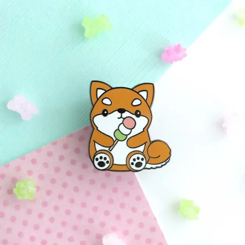 Shibu Inu Dog Dango Snack Enamel Pin