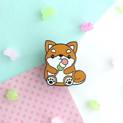 Shibu Inu Dog Dango Snack Enamel Pin