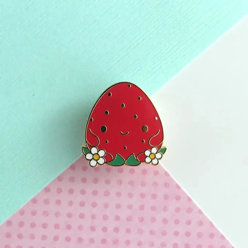 Happy Strawberry Hard Enamel Pin