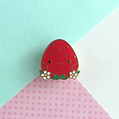 Happy Strawberry Hard Enamel Pin