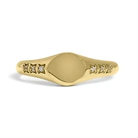 18k Gold Pvd Coated Stainless Steel Blank Engravable Cz Round Signet Ring