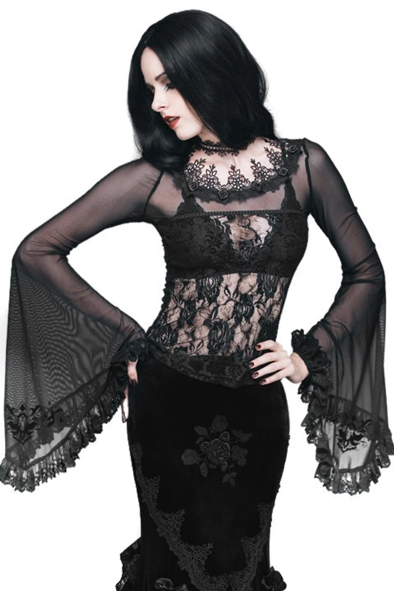 Gothic Mesh Lace Top W trumpet Slvls