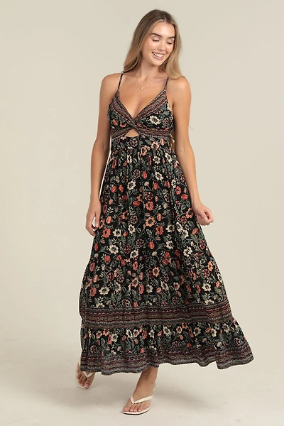Black Peek A Boo Tiered Maxi Dress