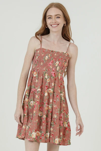 Spaghetti Strap Floral Tiered Dress