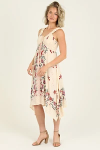 Ivory Dress With Floral Pattern