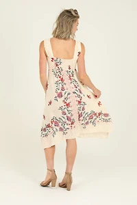 Ivory Dress With Floral Pattern