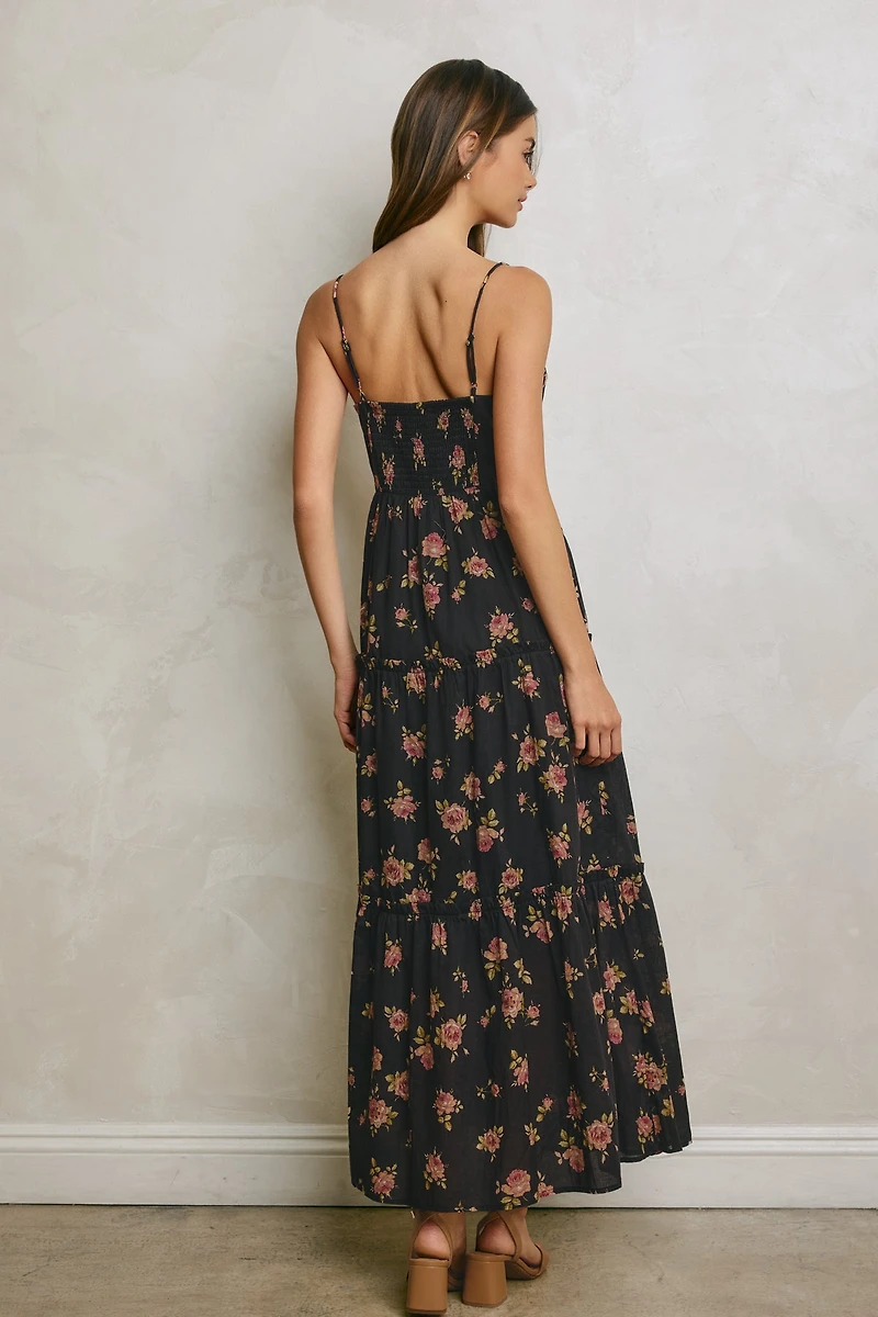 Floral Corset Tiered Maxi Dress