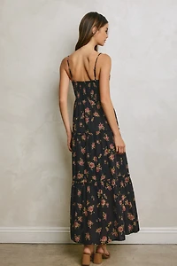 Floral Corset Tiered Maxi Dress