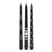Set Of 3 Black Magic Mystical Taper Candles